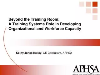 Beyond the Training Room: A Training Systems Role in Developing Organizational and Workforce Capacity