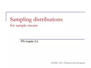 Sampling distributions for sample means
