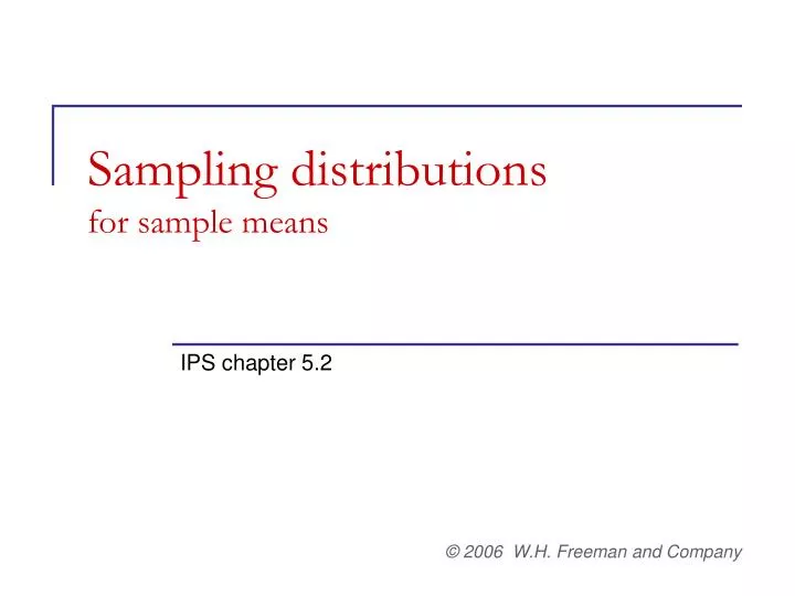 sampling distributions for sample means
