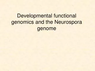 Developmental functional genomics and the Neurospora genome