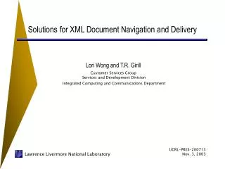Solutions for XML Document Navigation and Delivery