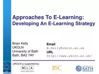 Approaches To E-Learning: Developing An E-Learning Strategy