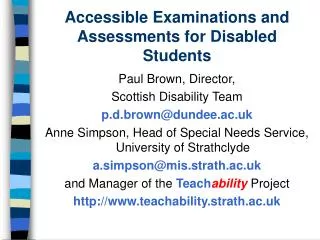 Accessible Examinations and Assessments for Disabled Students