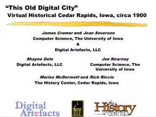 “This Old Digital City” Virtual Historical Cedar Rapids, Iowa, circa 1900