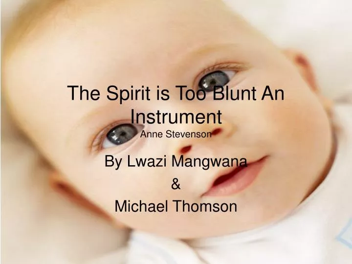 the spirit is too blunt an instrument anne stevenson