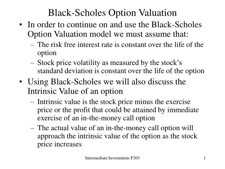 black scholes option valuation