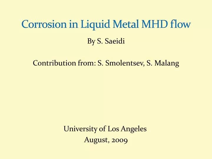 corrosion in liquid metal mhd flow