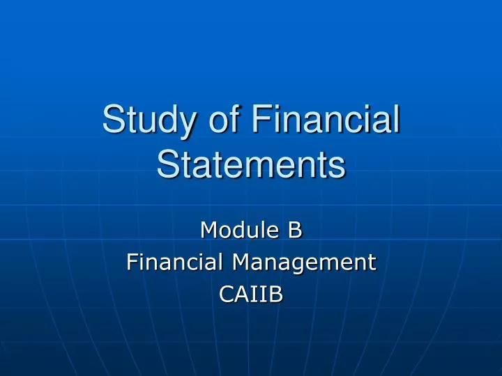study of financial statements