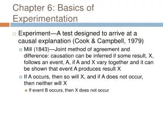Chapter 6: Basics of Experimentation