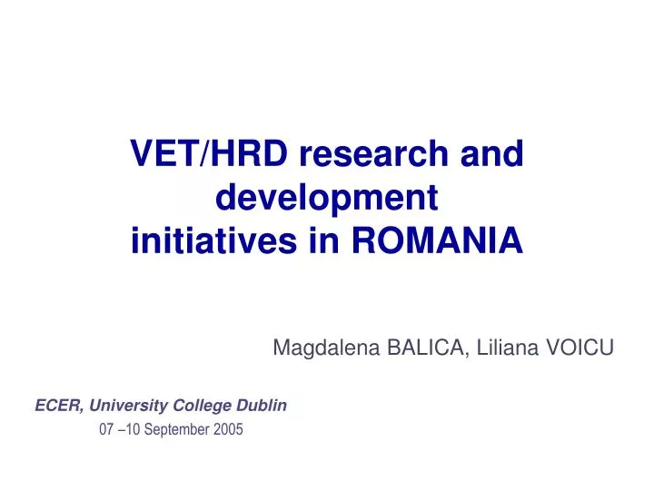 vet hrd research and development initiatives in romania