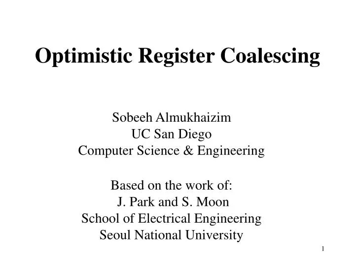 optimistic register coalescing
