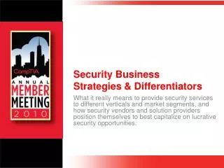 Security Business Strategies &amp; Differentiators