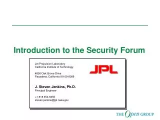 Introduction to the Security Forum