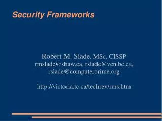 Security Frameworks