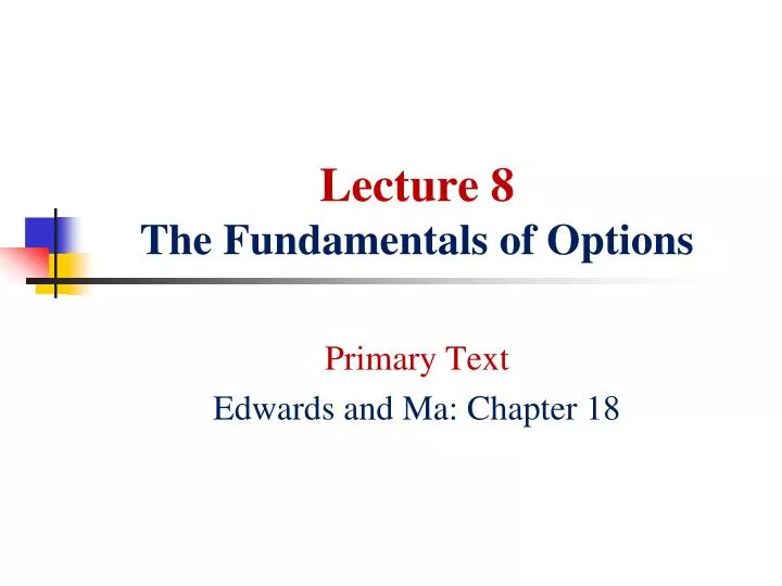 lecture 8 the fundamentals of options