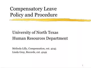 Compensatory Leave Policy and Procedure