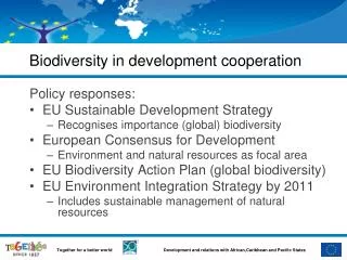 Biodiversity in development cooperation