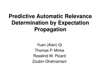 Predictive Automatic Relevance Determination by Expectation Propagation