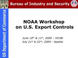 NOAA Workshop on U.S. Export Controls