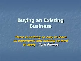 Buying an Existing Business
