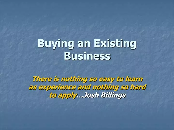 buying an existing business