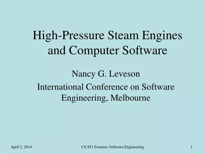 high pressure steam engines and computer software