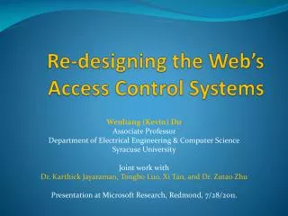 Re-designing the Web’s Access Control Systems