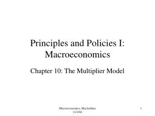 Principles and Policies I: Macroeconomics