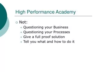 High Performance Academy