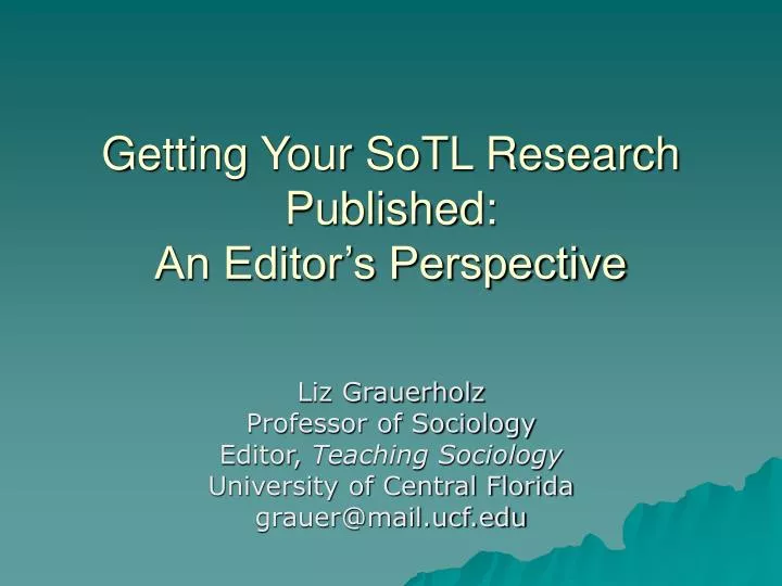 getting your sotl research published an editor s perspective