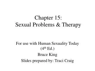 Chapter 15: Sexual Problems &amp; Therapy