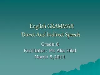English GRAMMAR Direct And Indirect Speech