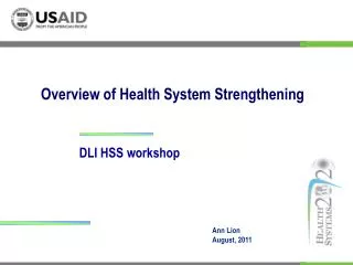 Overview of Health System Strengthening