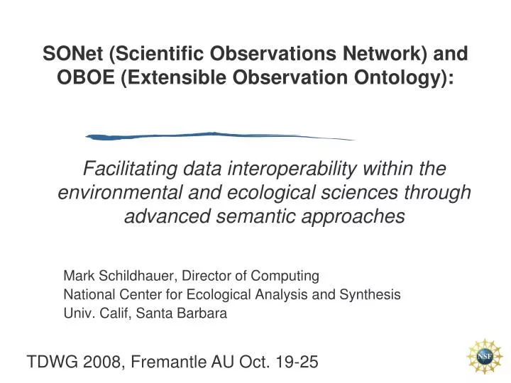 sonet scientific observations network and oboe extensible observation ontology