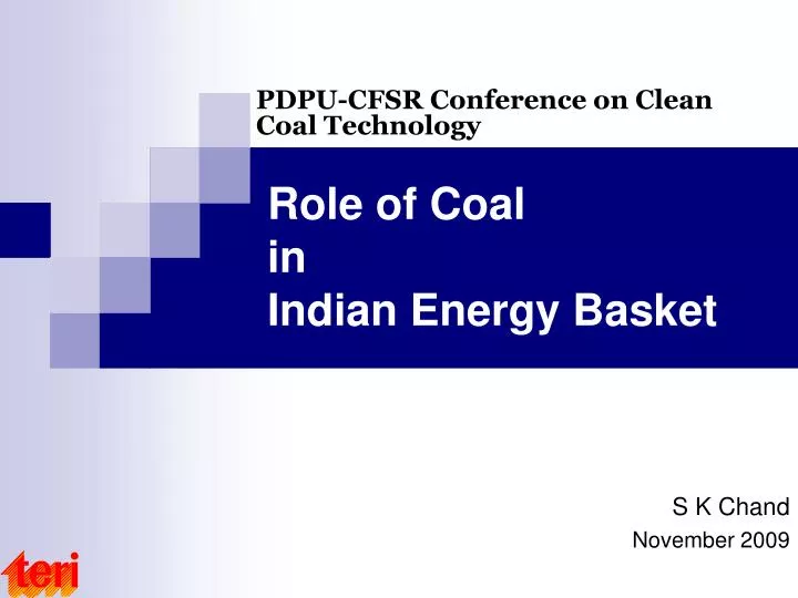role of coal in indian energy basket