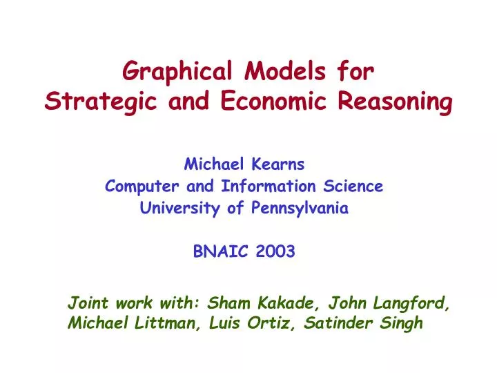 graphical models for strategic and economic reasoning