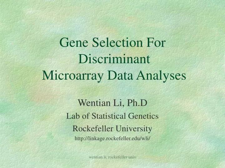 gene selection for discriminant microarray data analyses