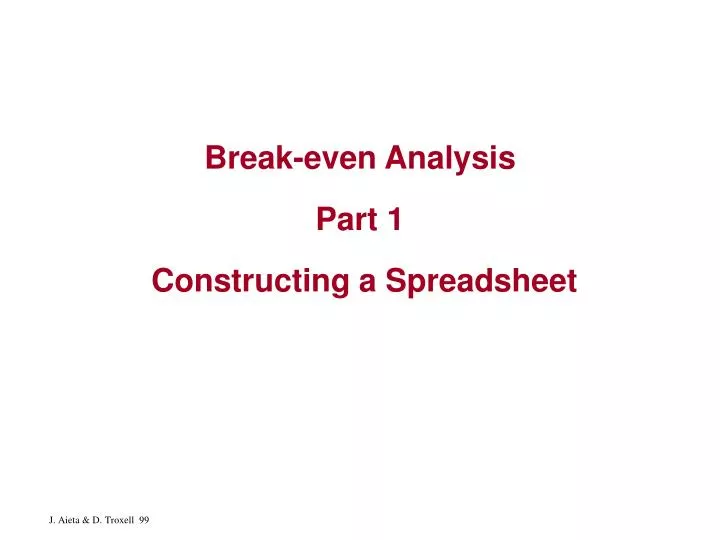 break even analysis part 1 constructing a spreadsheet