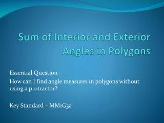 Sum of Interior and Exterior Angles in Polygons