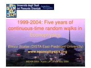 1999-2004: Five years of continuous-time random walks in Econophysics