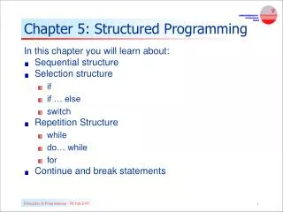 Chapter 5: Structured Programming