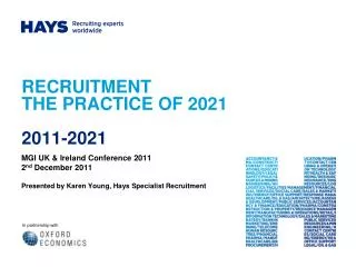 RECRUITMENT THE PRACTICE OF 2021 2011-2021