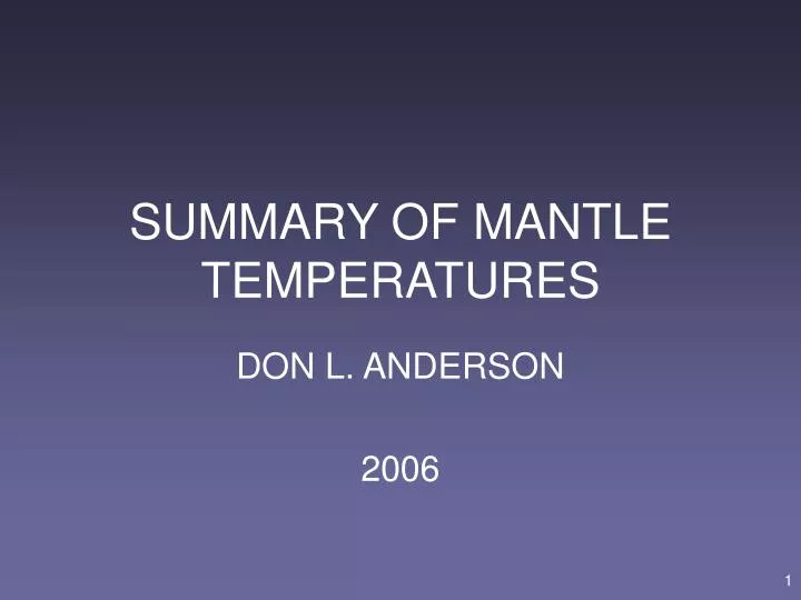 summary of mantle temperatures