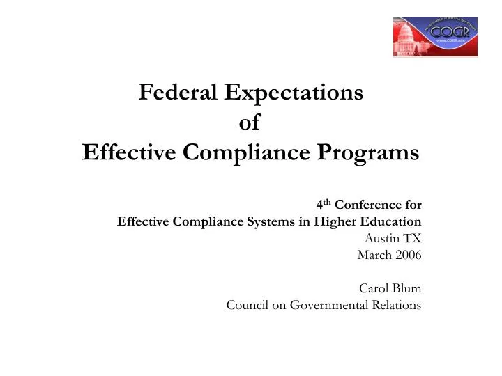 federal expectations of effective compliance programs