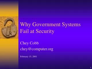 Why Government Systems Fail at Security