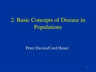 2. Basic Concepts of Disease in Populations
