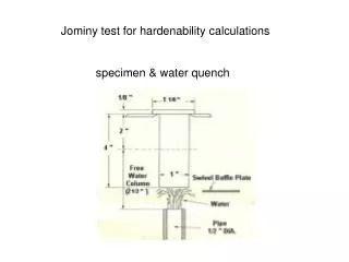 Jominy test for hardenability calculations 	specimen &amp; water quench