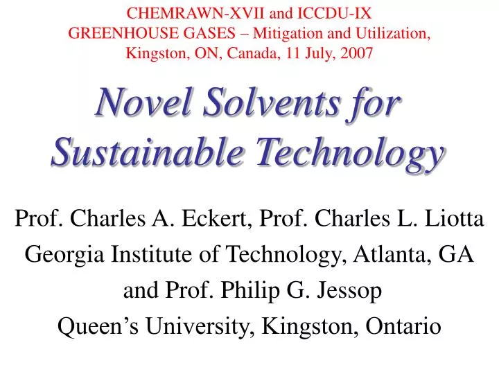novel solvents for sustainable technology