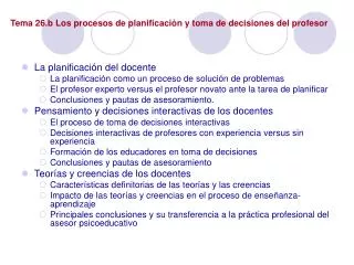 Tema 26.b Los procesos de planificación y toma de decisiones del profesor