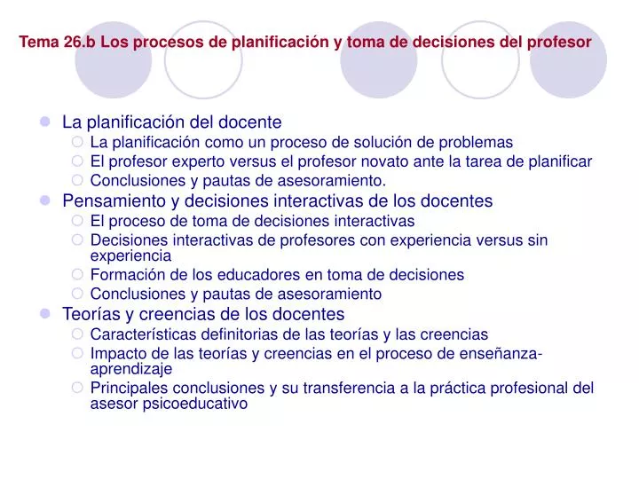 tema 26 b los procesos de planificaci n y toma de decisiones del profesor
